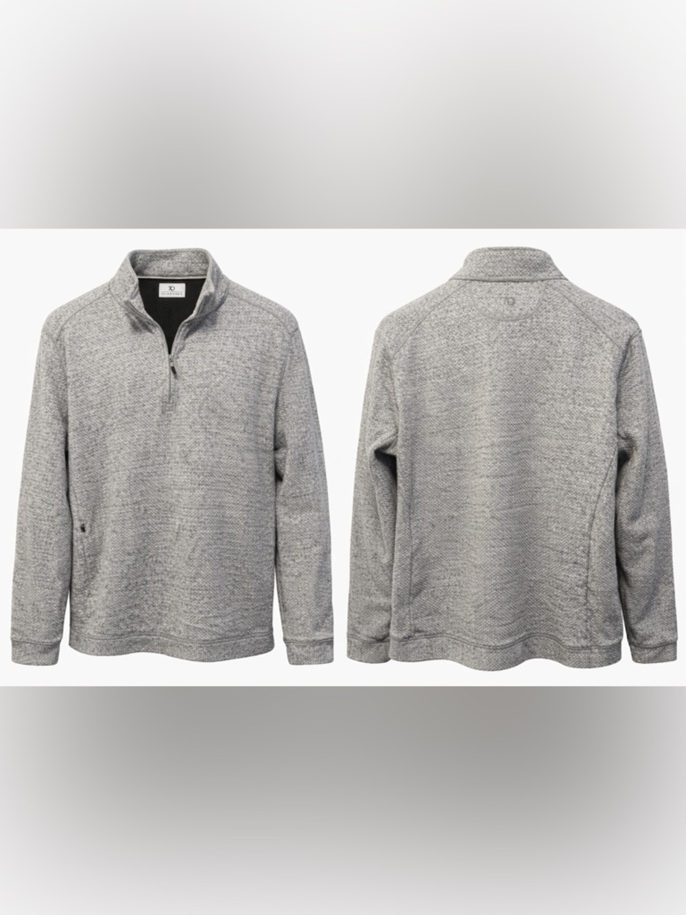 7 Diamonds Quarter Zip Pullover Mens Medium Gray Waffle Knit Performance